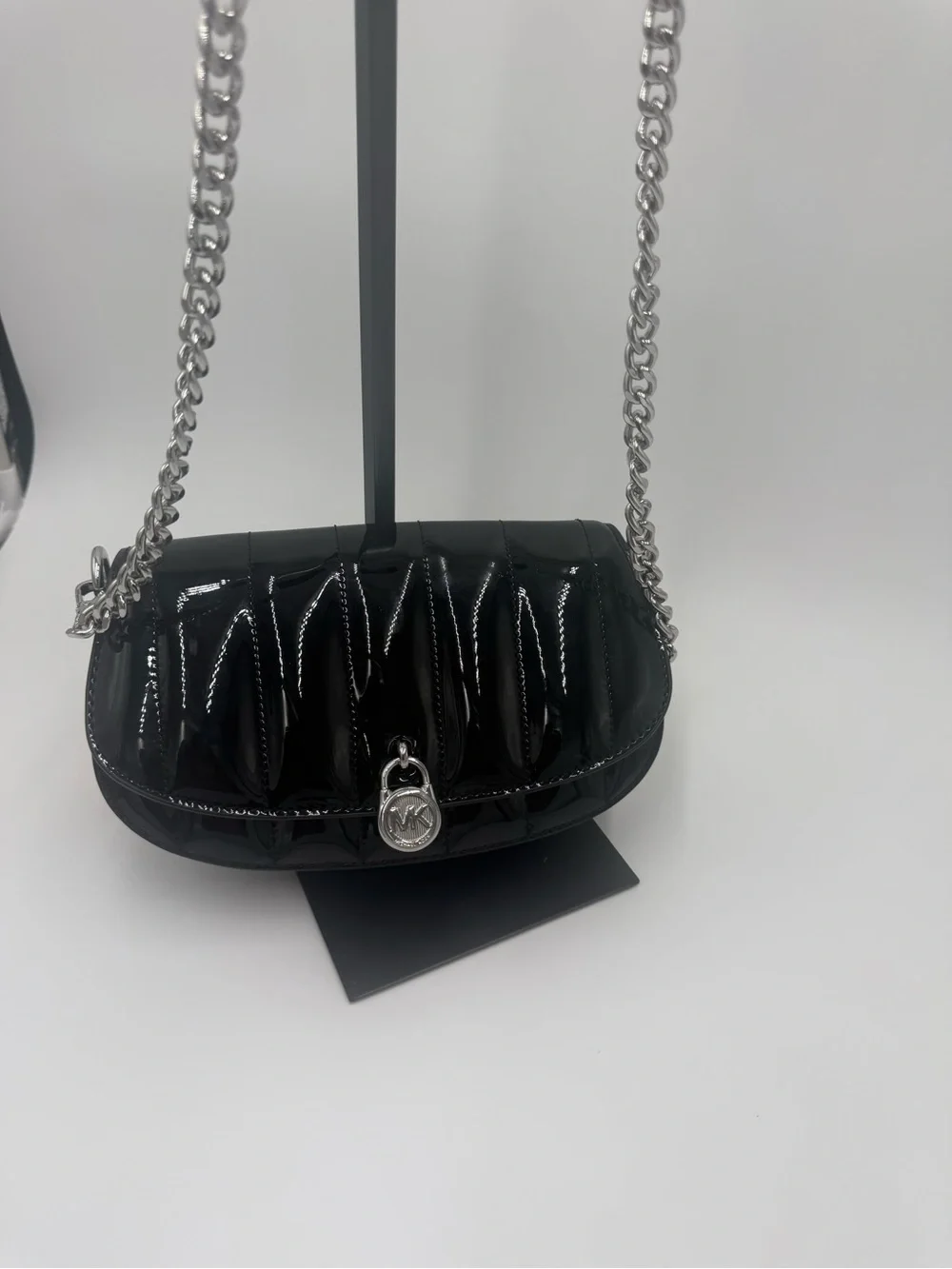 NWT Michael Kors Mila Small Convertible Crossbody in black patent leather